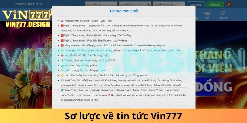 Sơ lược về tin tức Vin777